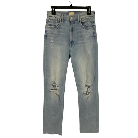 Mother Denim High Waisted Rider Ankle Fray Island Afterhours Light Wash Size 28 - Picture 2 of 15